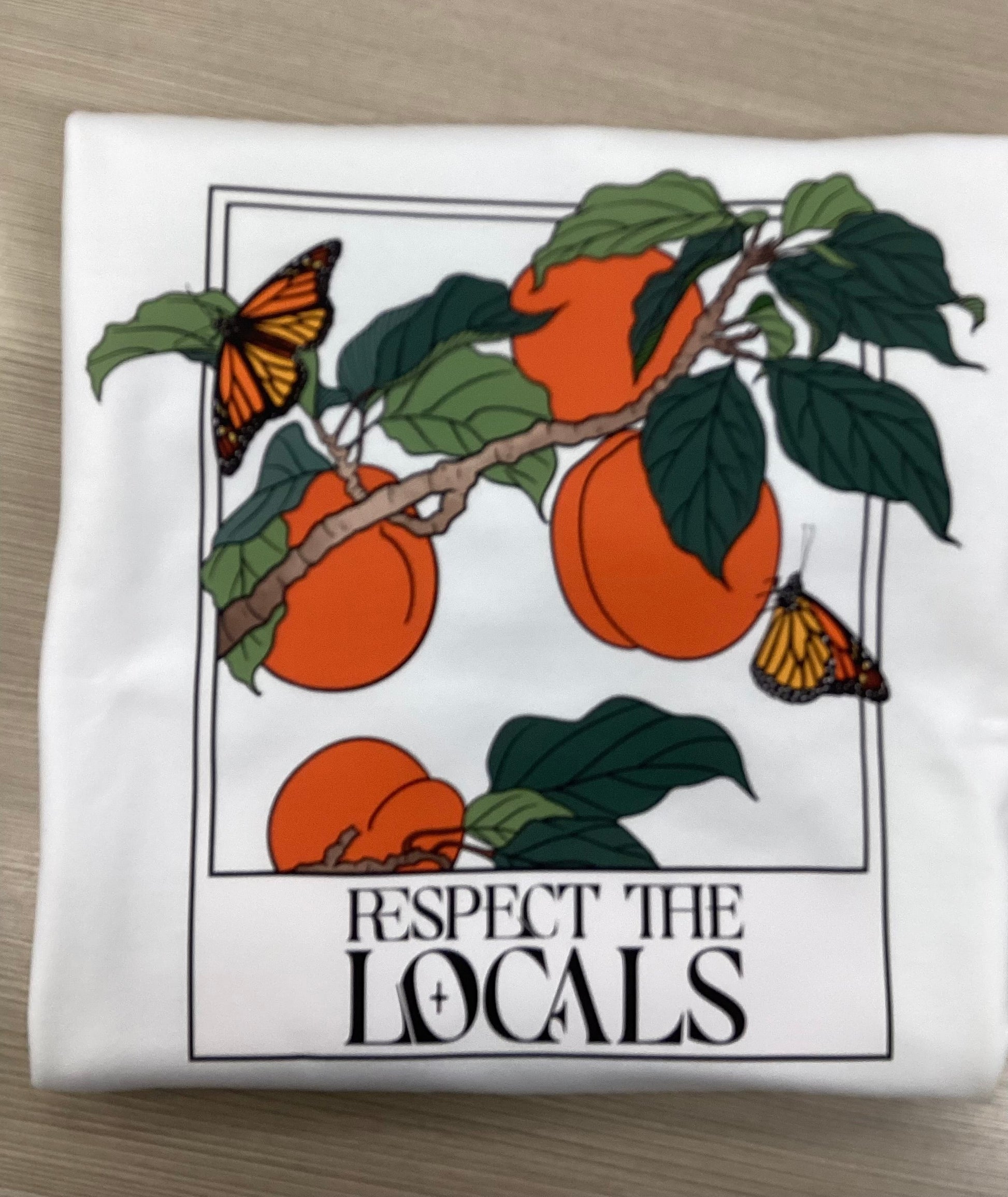 Respect The Locals Peaches Crewneck - Velora Luxury Fashion