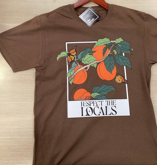 Respect the Locals Peaches Brown T-Shirt - Velora Luxury Fashion