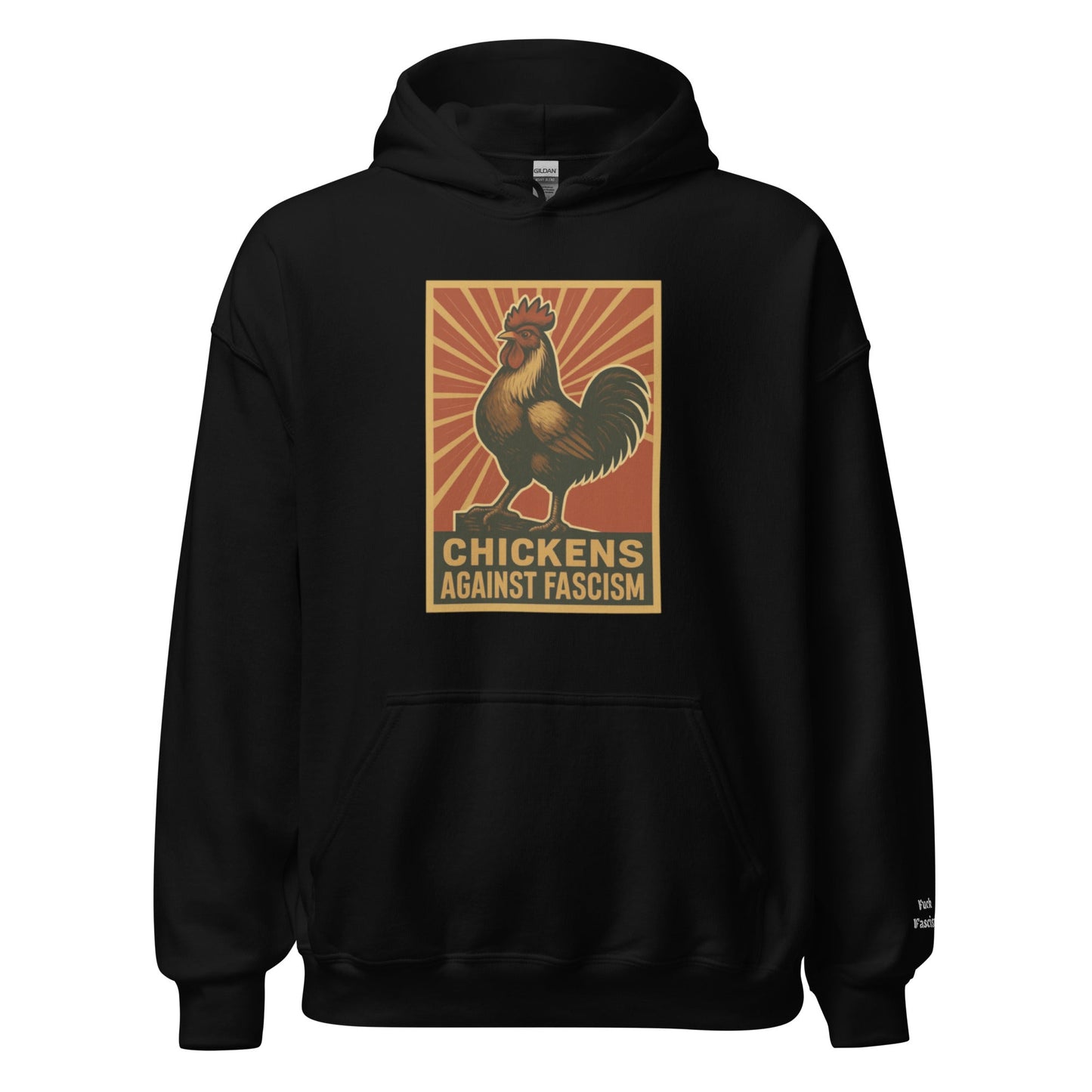 Retro Chickens Against Fascism Unisex Bunny Hug (Hoodie) - Velora Luxury Fashion