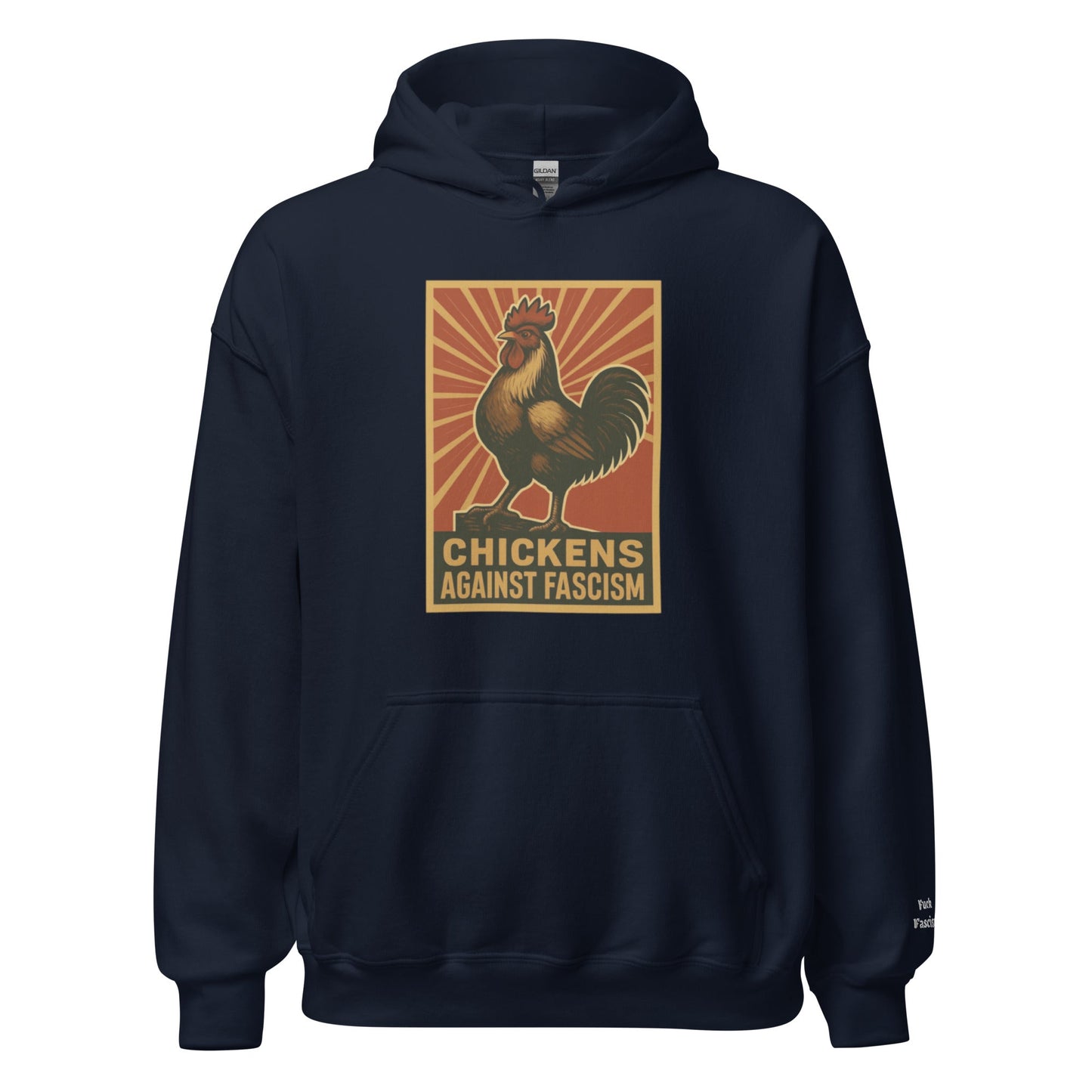 Retro Chickens Against Fascism Unisex Bunny Hug (Hoodie) - Velora Luxury Fashion