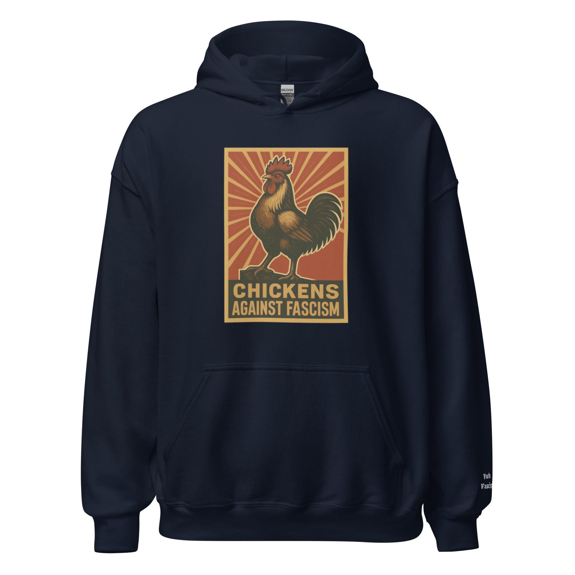 Retro Chickens Against Fascism Unisex Bunny Hug (Hoodie) - Velora Luxury Fashion