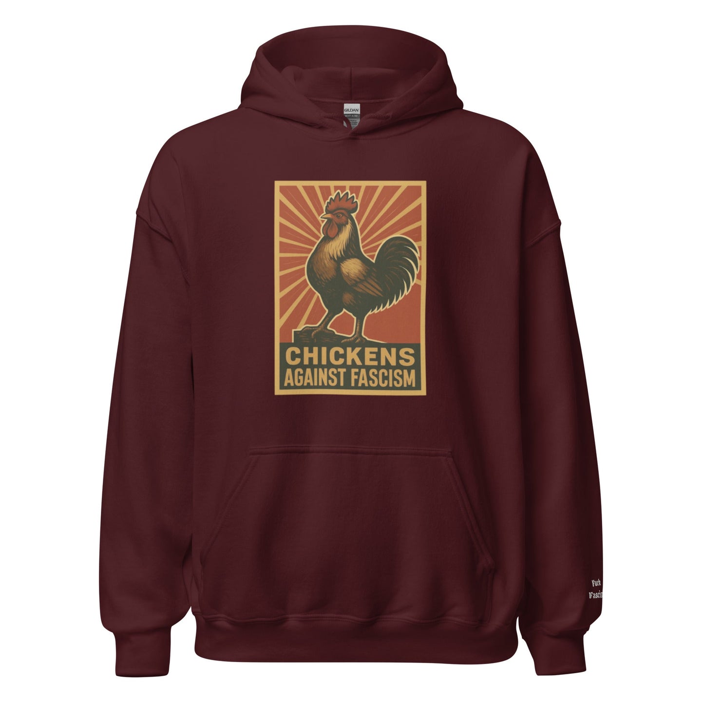 Retro Chickens Against Fascism Unisex Bunny Hug (Hoodie) - Velora Luxury Fashion