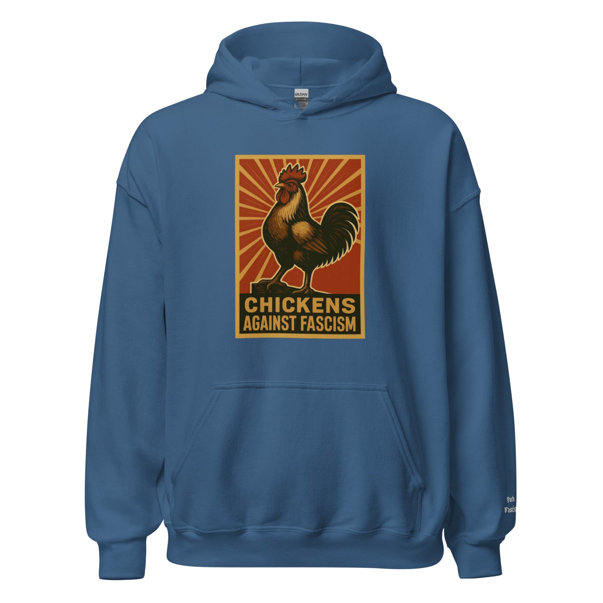 Retro Chickens Against Fascism Unisex Bunny Hug (Hoodie) - Velora Luxury Fashion
