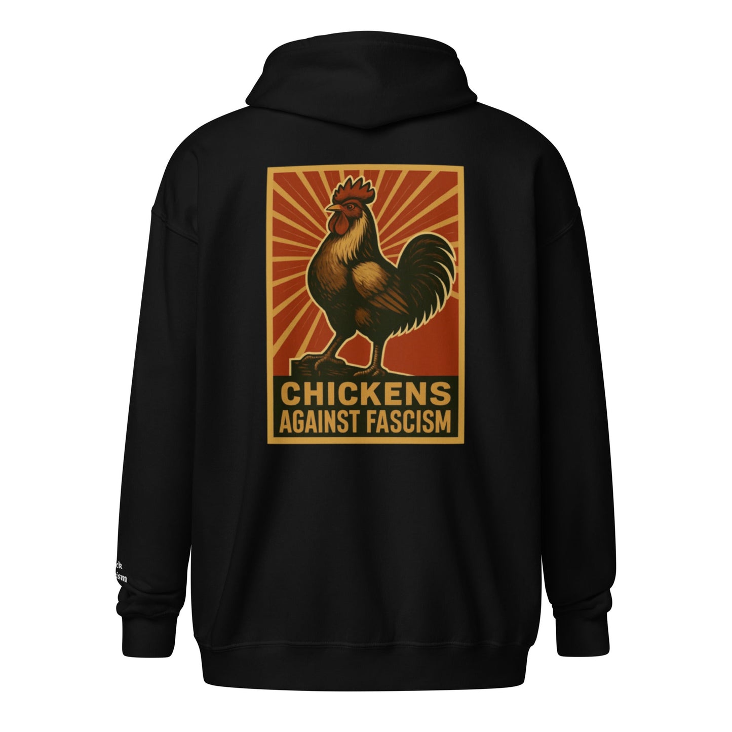 Retro Chickens Against Fascism Unisex heavy blend zip Bunny Hug (Hoodie) - Velora Luxury Fashion