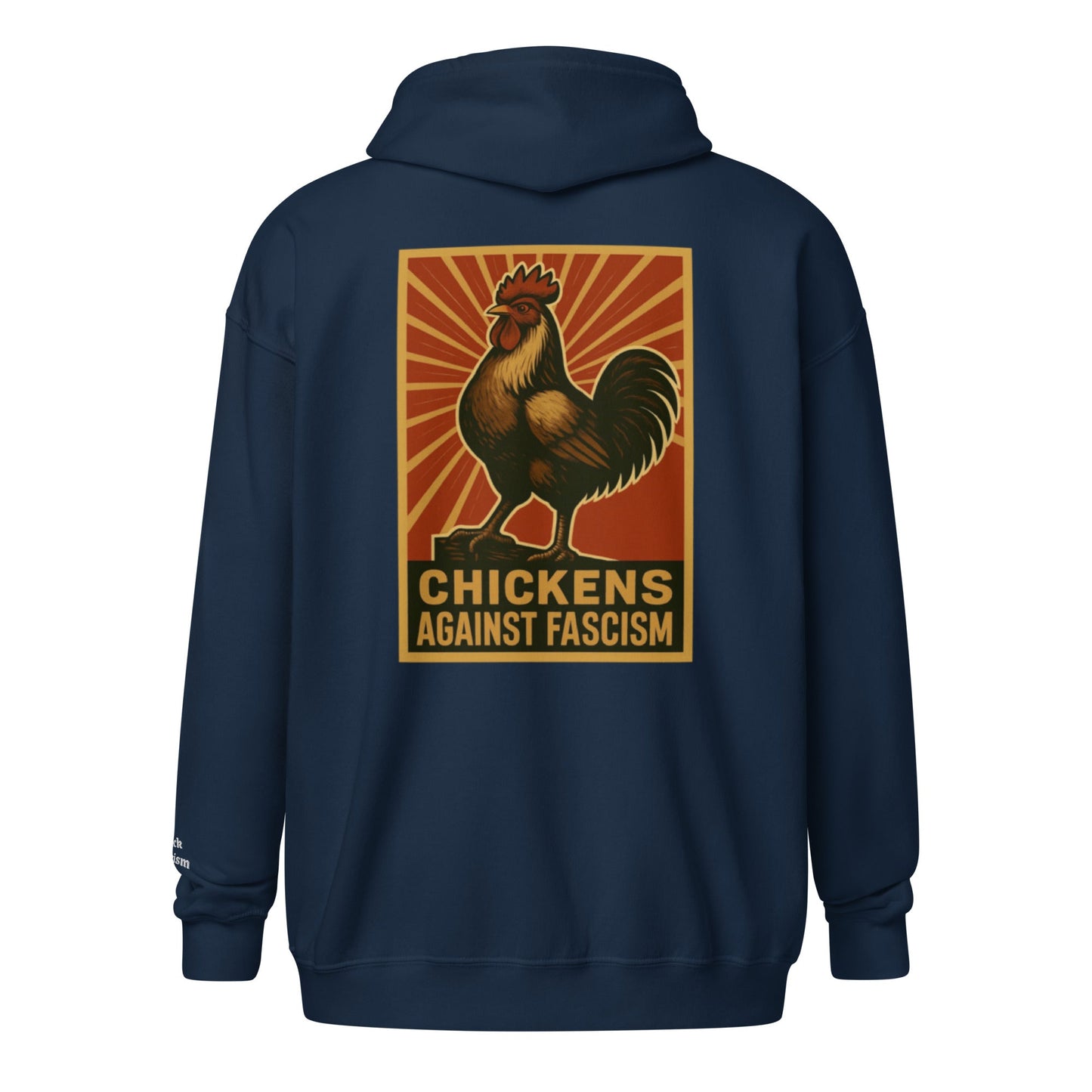 Retro Chickens Against Fascism Unisex heavy blend zip Bunny Hug (Hoodie) - Velora Luxury Fashion