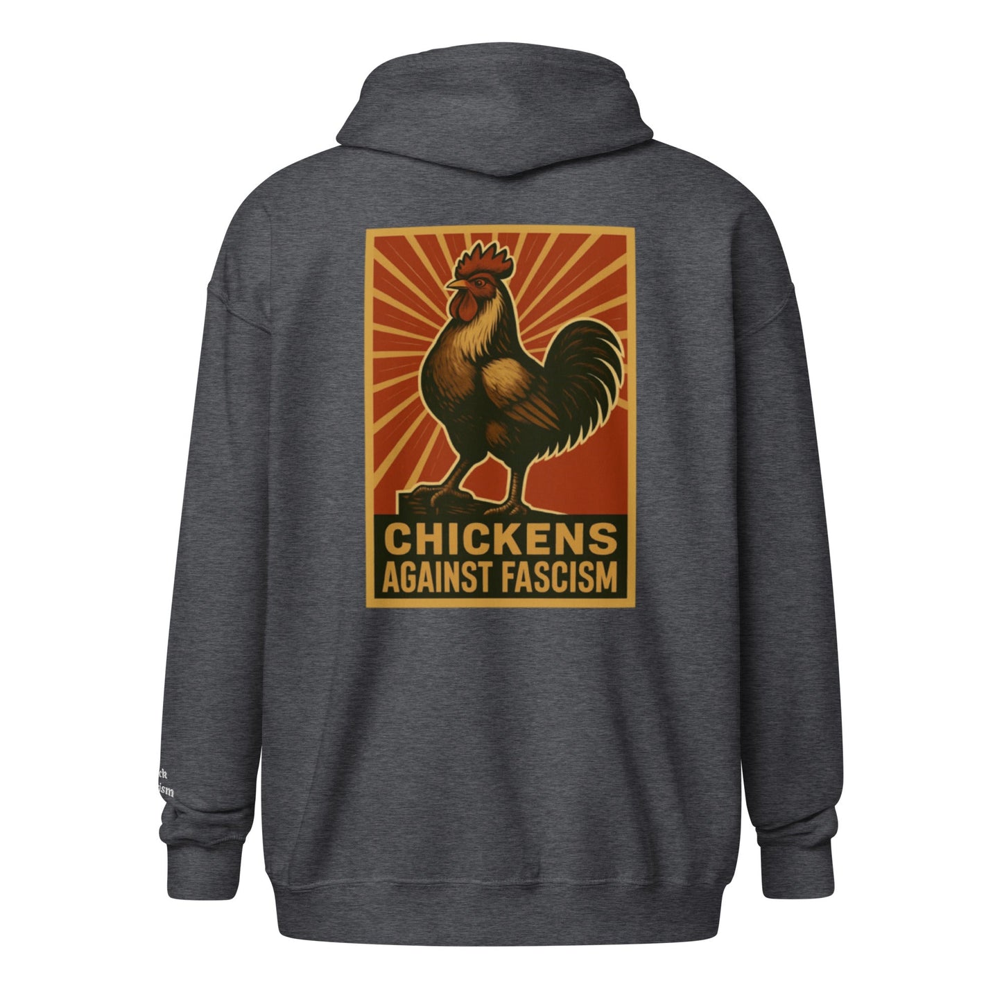 Retro Chickens Against Fascism Unisex heavy blend zip Bunny Hug (Hoodie) - Velora Luxury Fashion