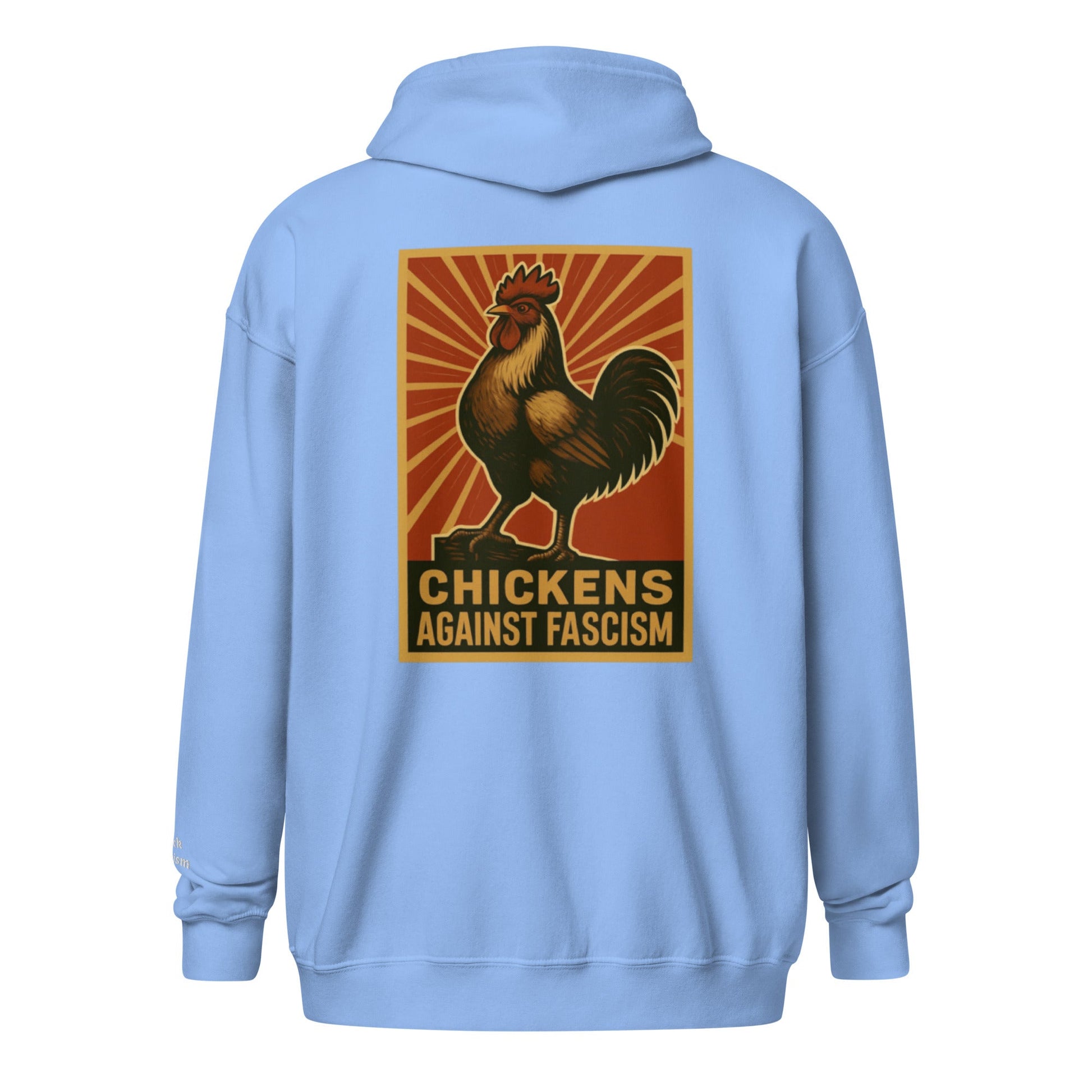 Retro Chickens Against Fascism Unisex heavy blend zip Bunny Hug (Hoodie) - Velora Luxury Fashion