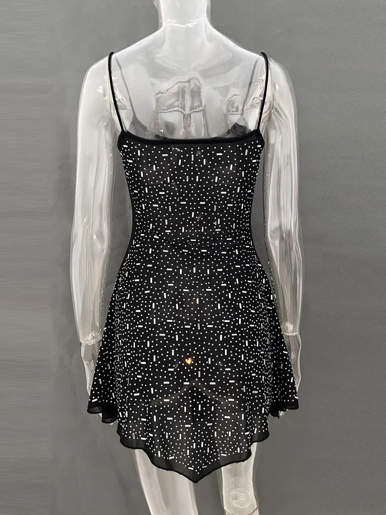 Rhinestone Decor Mini Cami Dress - Velora Luxury Fashion