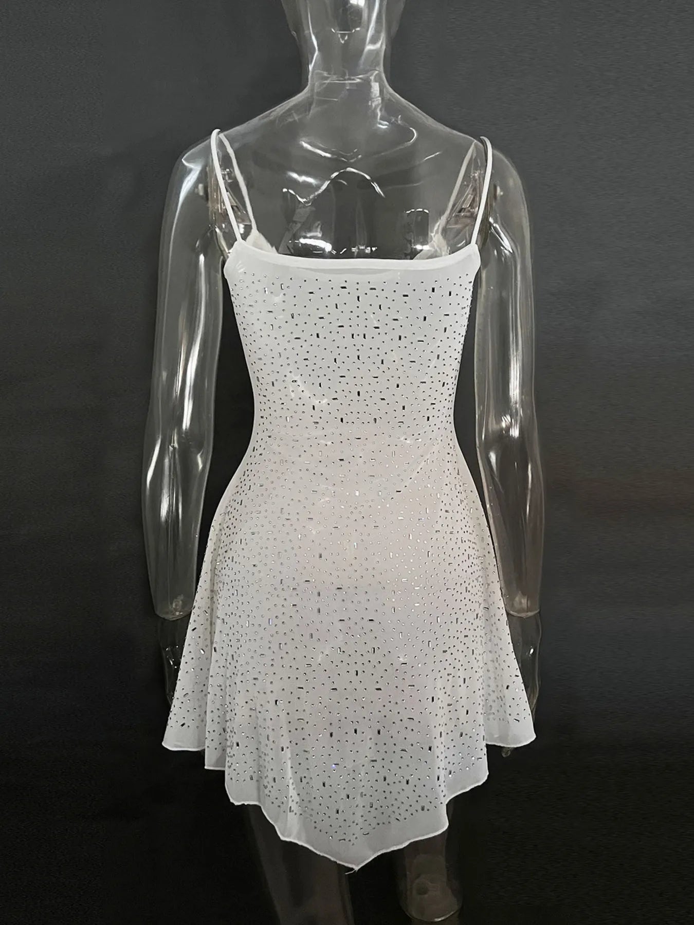 Rhinestone Decor Mini Cami Dress - Velora Luxury Fashion