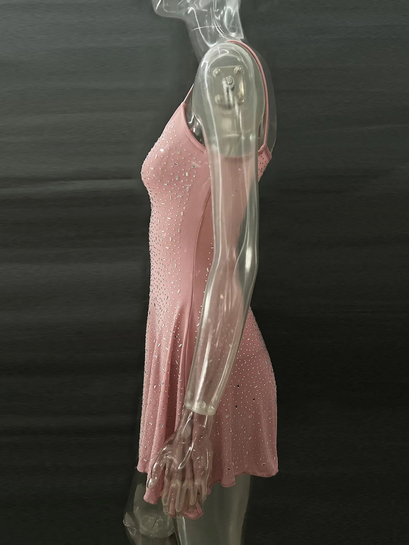 Rhinestone Decor Mini Cami Dress - Velora Luxury Fashion