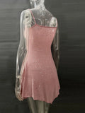Rhinestone Decor Mini Cami Dress - Velora Luxury Fashion