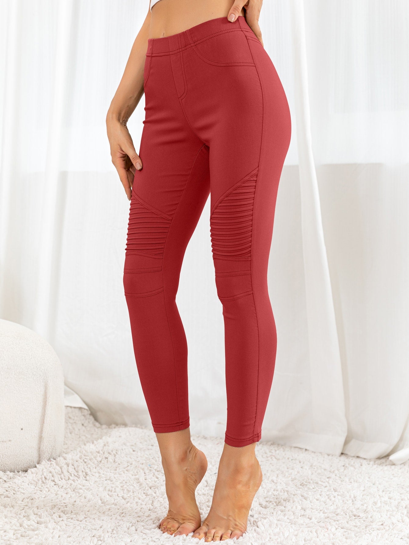Ribbed Detail Leggings - Velora Luxury Fashion