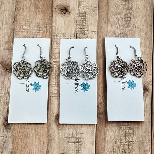 Rose Flower Earrings - Velora Luxury Fashion