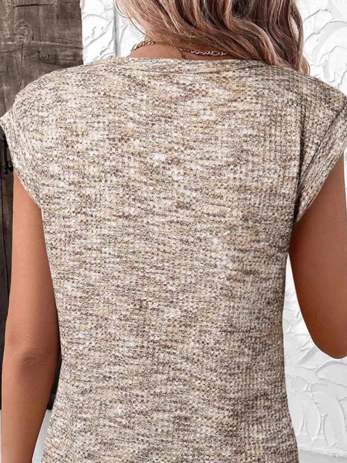 Round Neck Knit Cap Sleeve Top - Velora Luxury Fashion