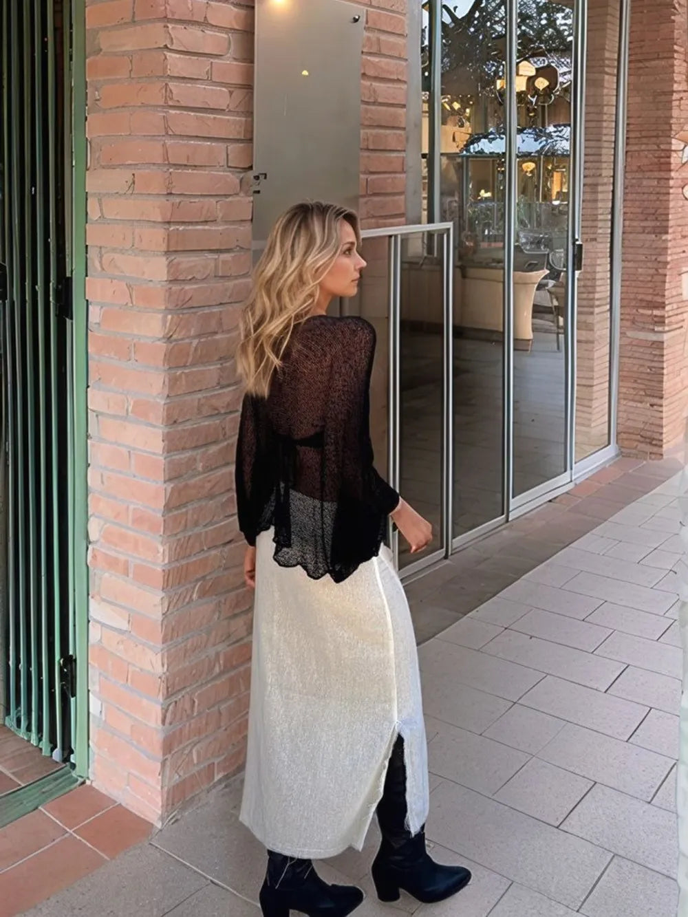 Round Neck Long Sleeve Cover-Up - Velora Luxury Fashion