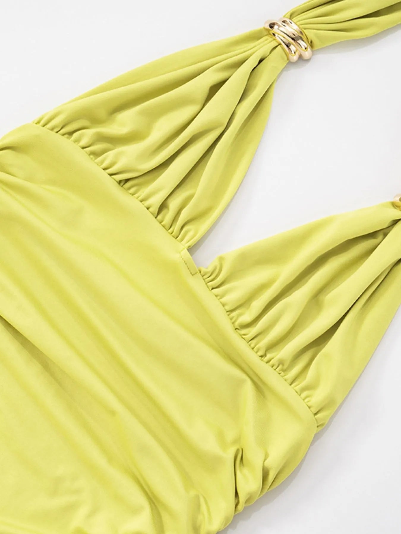 Ruched Halter Neck Bodycon Mini Dress - Velora Luxury Fashion