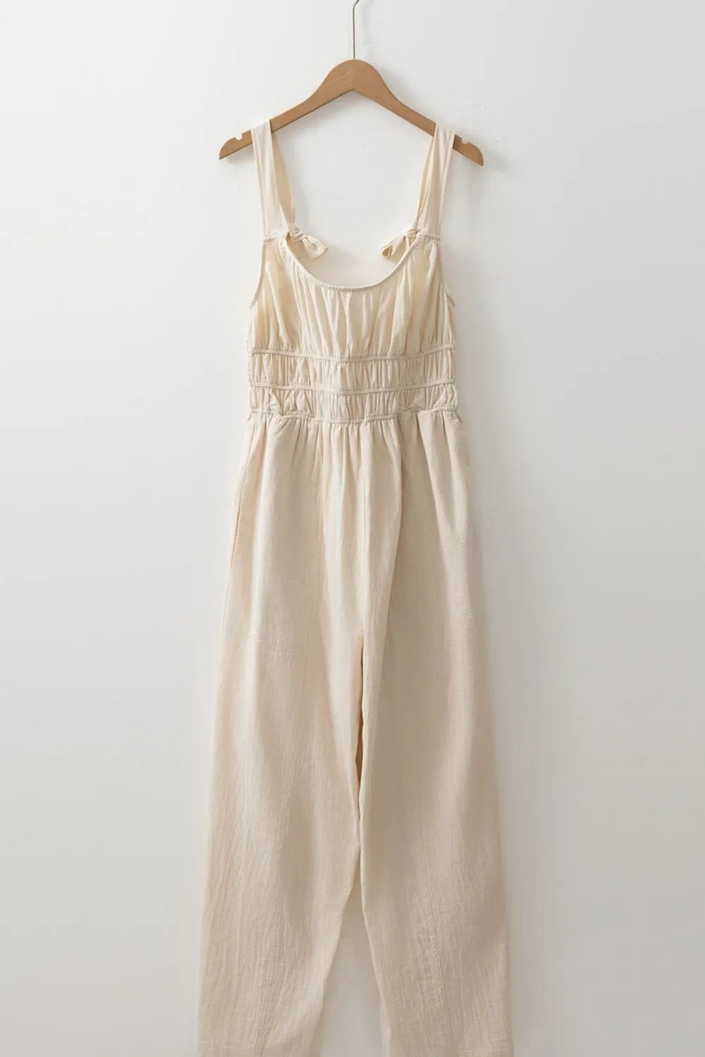Ruched Sleeveless Wide Leg Jumpsuit - Velora Luxury Fashion