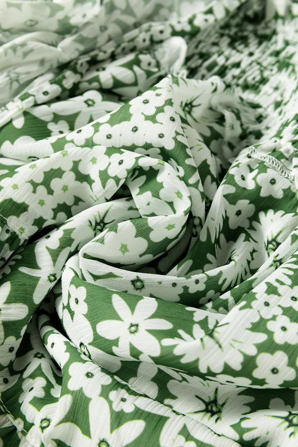 Ruffle Hem Floral Square Neck Long Sleeve Dress - Velora Luxury Fashion