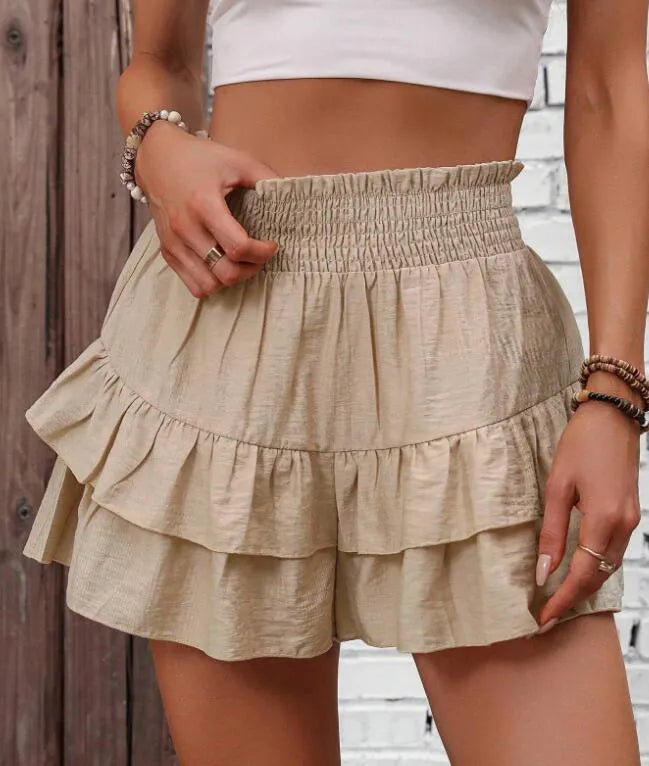 Ruffle Layered High Waist Casual Skort - Velora Luxury Fashion