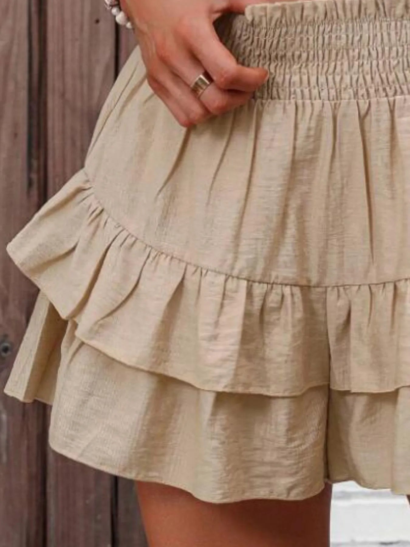 Ruffle Layered High Waist Casual Skort - Velora Luxury Fashion