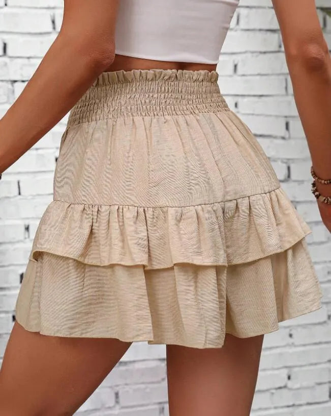Ruffle Layered High Waist Casual Skort - Velora Luxury Fashion