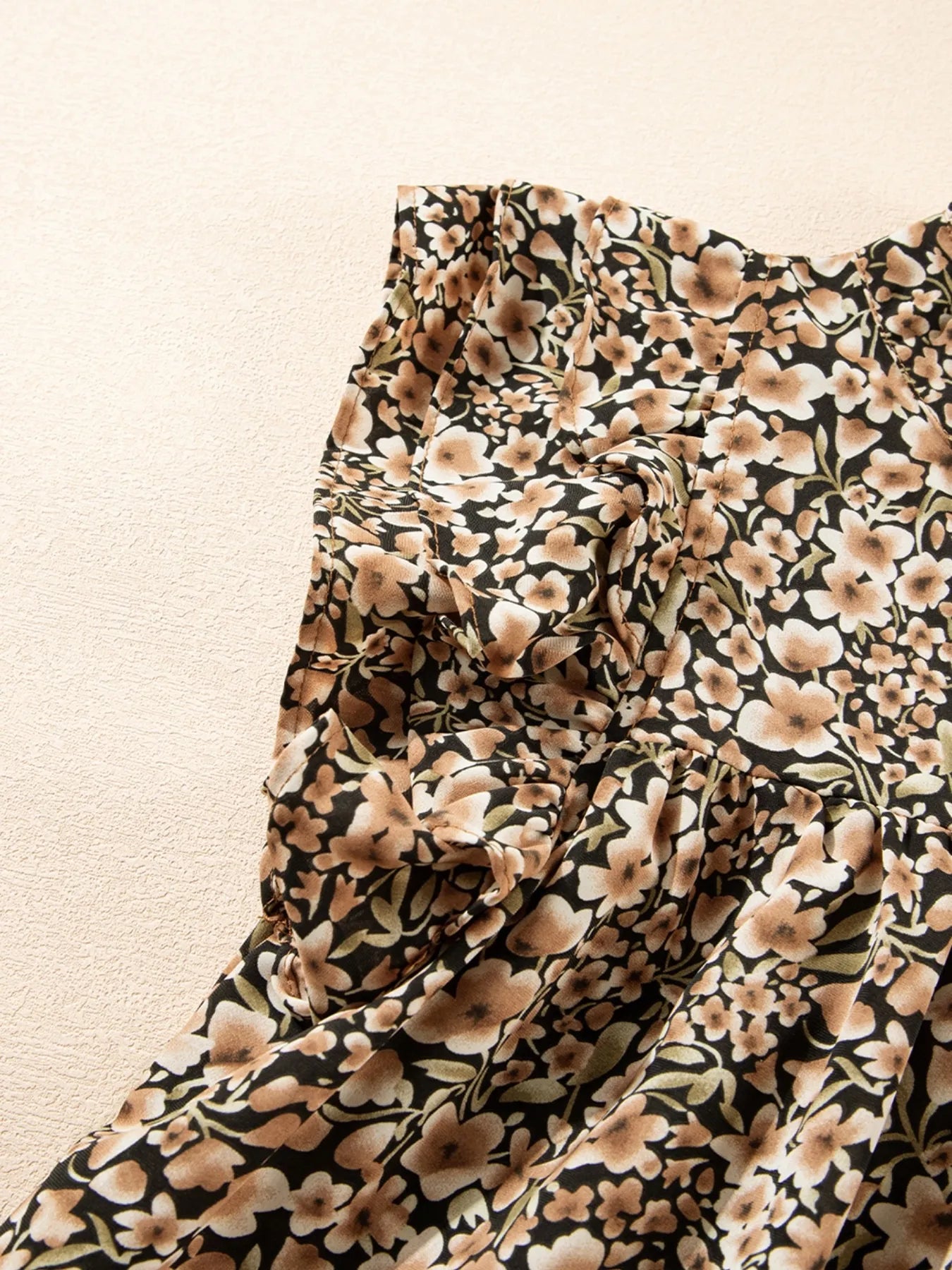 Ruffle Sleeve Notched Blouse - Velora Luxury Fashion