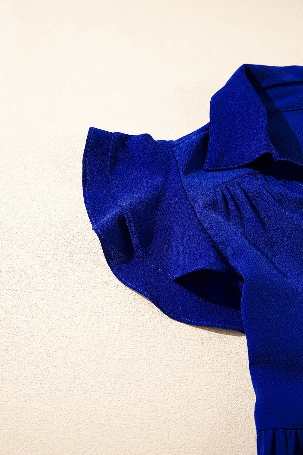 Ruffled Short Sleeve Collared V Neck Tiered Midi Dress - Velora Luxury Fashion