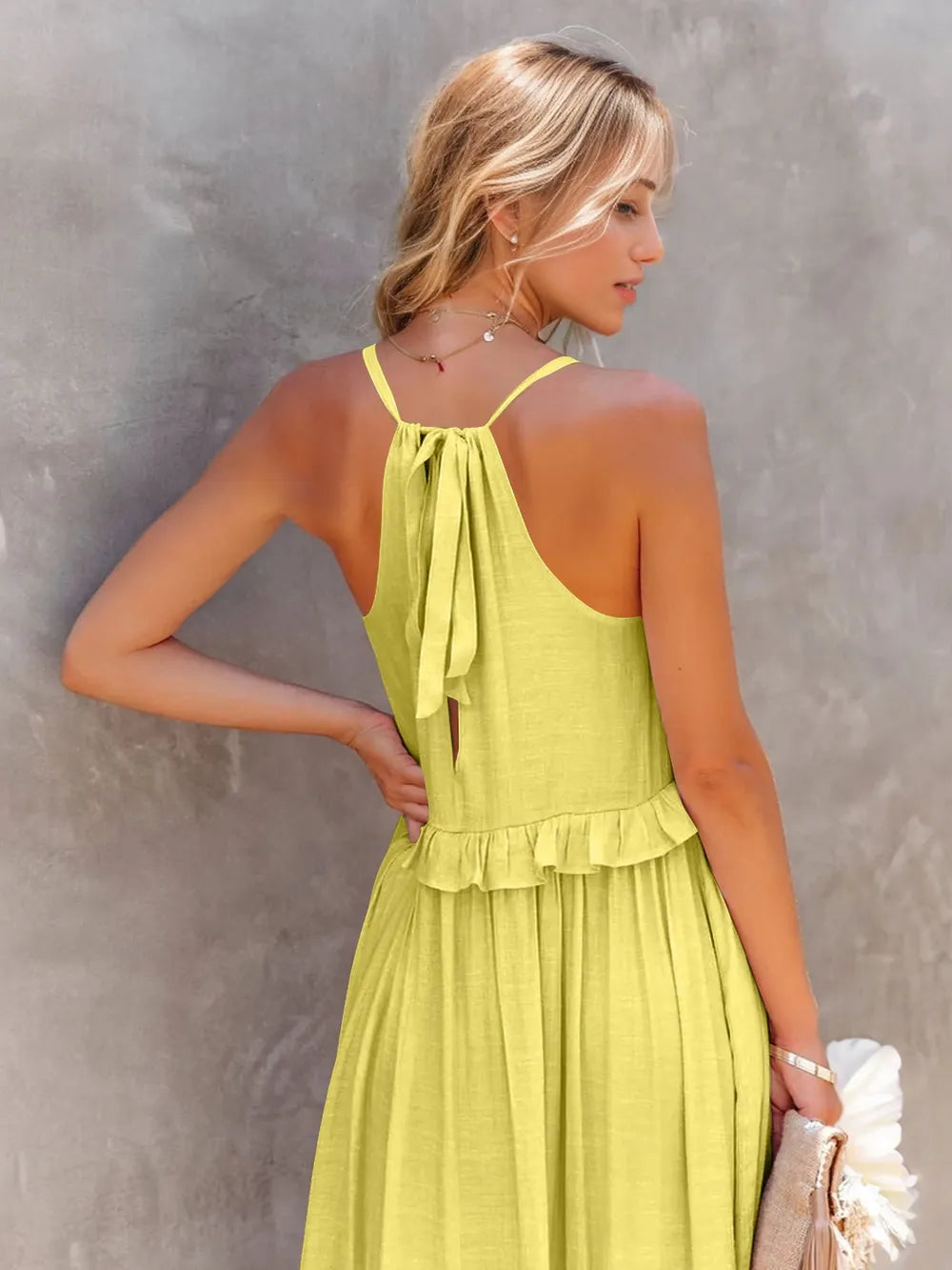 Ruffled Sleeveless Tiered Maxi Dress with Pockets - Velora Luxury Fashion