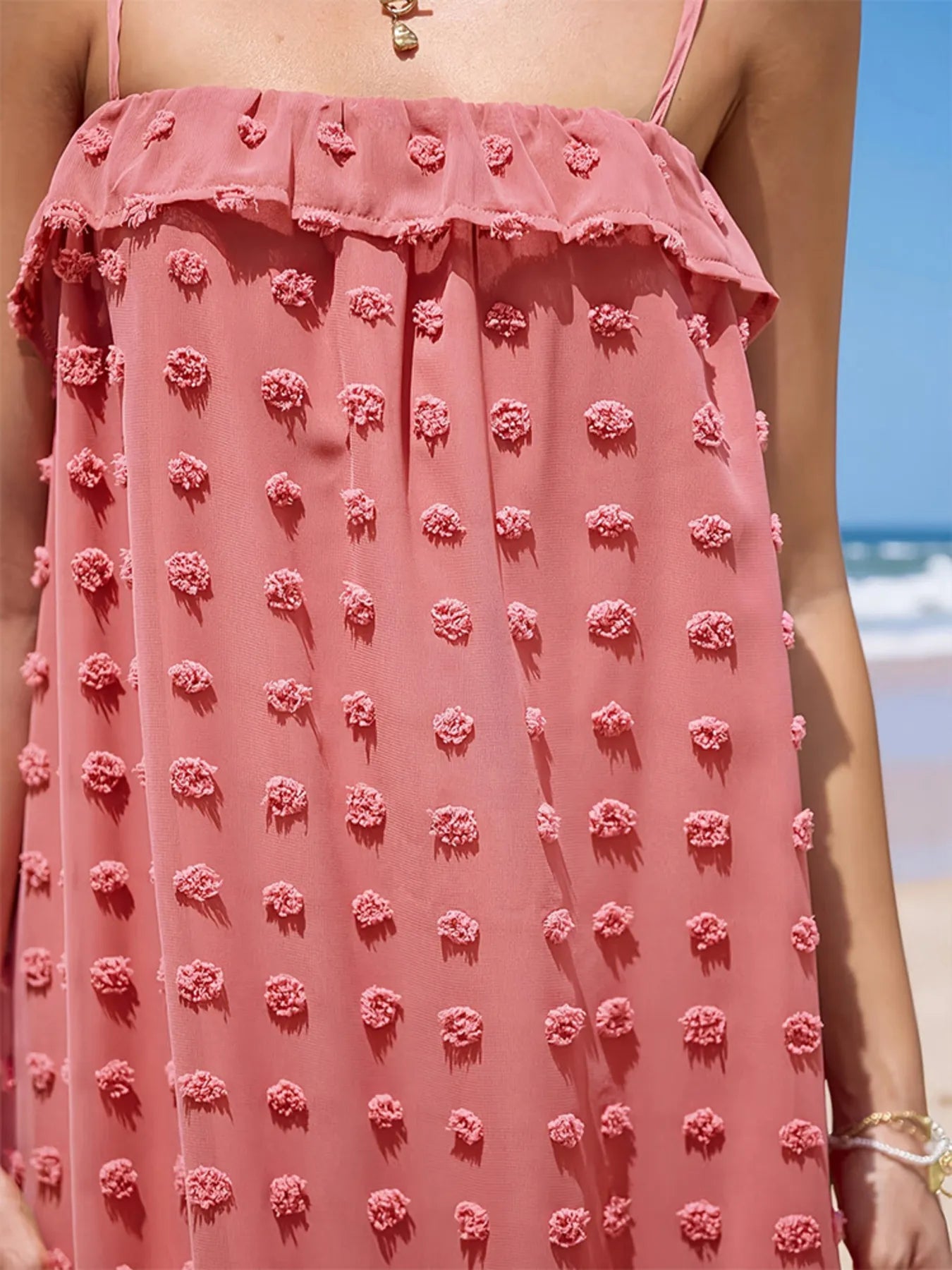Ruffled Swiss Dot Cami Dress - Velora Luxury Fashion