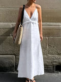 Ruffled V-Neck Maxi Dress - Velora Luxury Fashion
