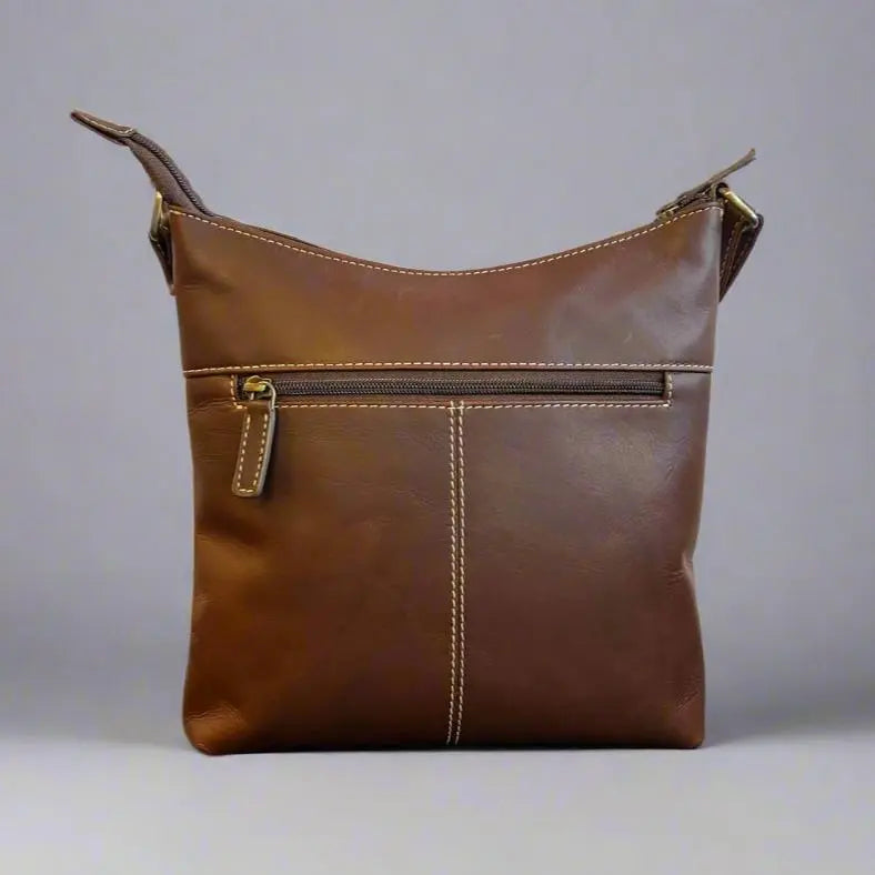 Rugged Earth Full Grain Small Crossbody Purse With Front Zipper - Velora Luxury Fashion