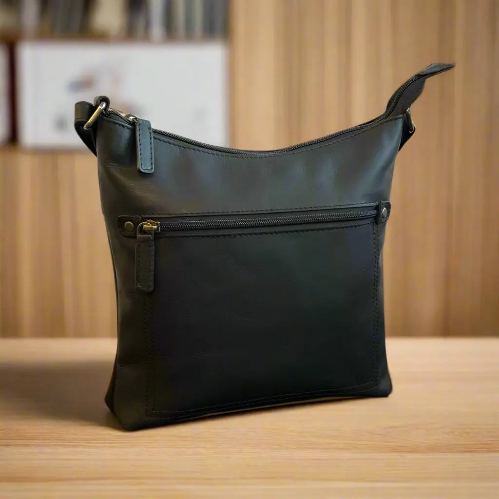 Rugged Earth Full Grain Small Crossbody Purse With Front Zipper - Velora Luxury Fashion