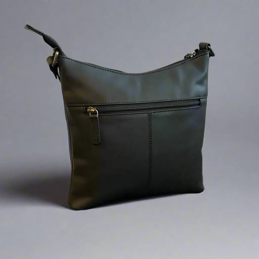 Rugged Earth Full Grain Small Crossbody Purse With Front Zipper - Velora Luxury Fashion