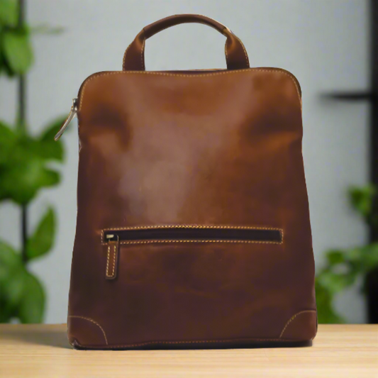Rugged Earth Leather Backpack - Velora Luxury Fashion