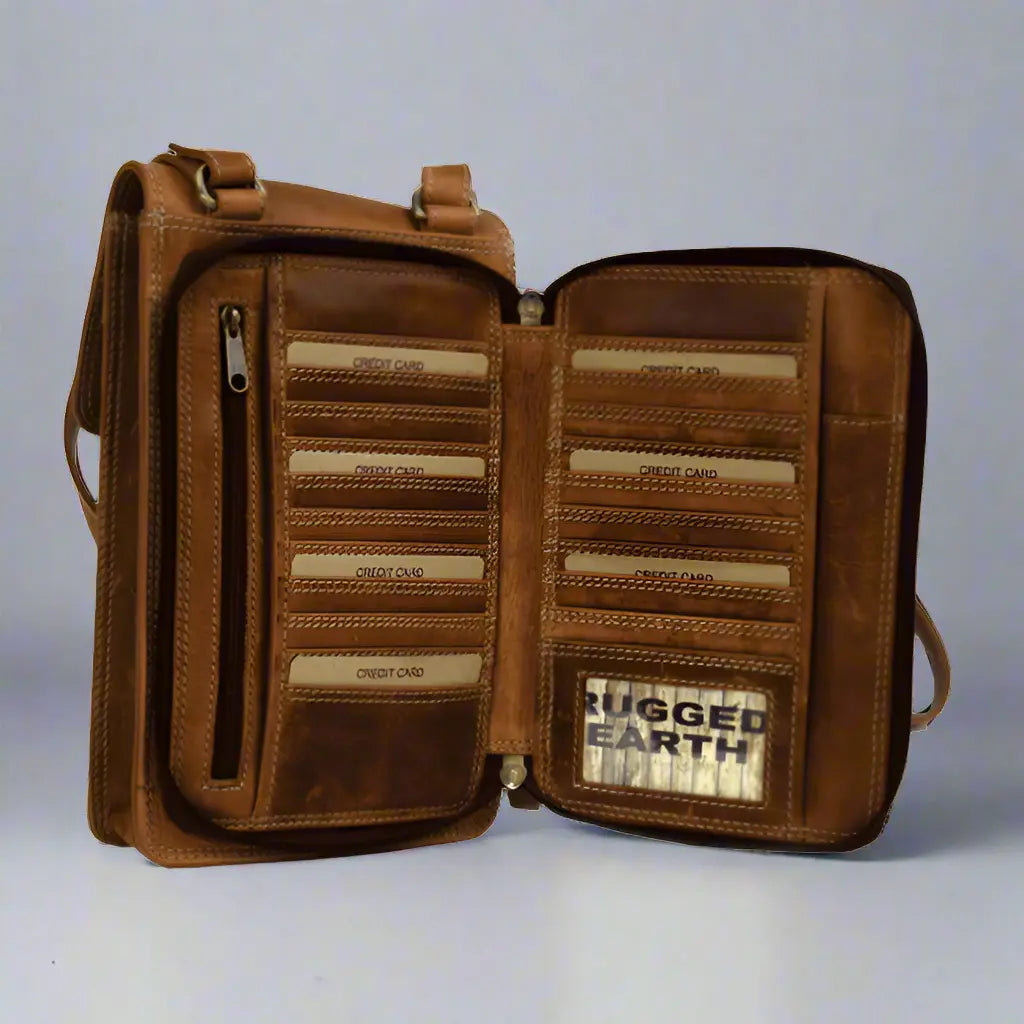 Rugged Earth Leather Organizer - Velora Luxury Fashion
