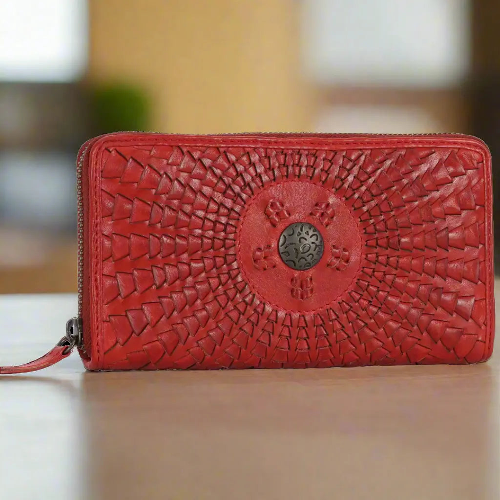 Rugged Earth Women's Wallet Zip Around Whip Stitch - Velora Luxury Fashion