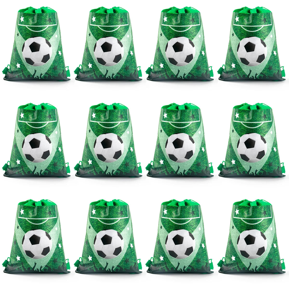 3/6/12pcs Children Football Drawstring Bags Football Backpack Sport Party Drawstring Goodie Favor Bags Gifts Birthday Party - Velora