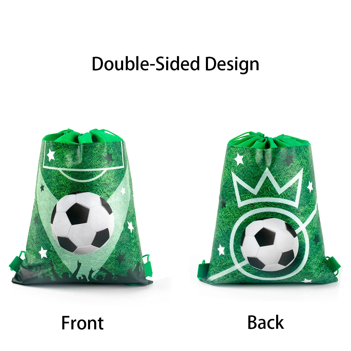 3/6/12pcs Children Football Drawstring Bags Football Backpack Sport Party Drawstring Goodie Favor Bags Gifts Birthday Party - Velora