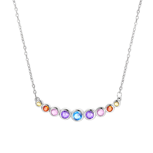 Rainbow Sparkle Sterling Silver Pendant Necklace - Velora