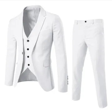Spring Autumn New Fashion Men's Trendy Slim Business Solid Color 3 Pieces of Suits Sets Single Greasted Blazers Waistcoat Pants Velora