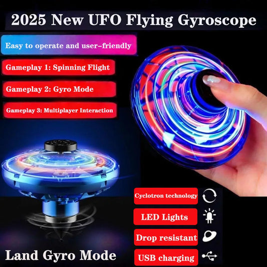 UFO Fingertip Gyroscope Sensing Toy, Fun Floating Luminous Gyroscope Stress Reducing Toy Children's Birthday Toy Gift Velora