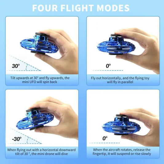 Flying Spinner UFO Mini Drone,Flying Spinner Hand Operated Drones Indoor Outdoor Cool Stuff Mini Drones Toys Birthday Gifts Velora