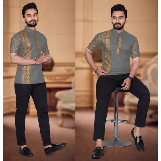 Kurta Men's Muslim Shirt with Embossed Totem Long Straight Casual Shirt African Islam Shirt Men Dubai Men Clothing Arabe Hombre Velora