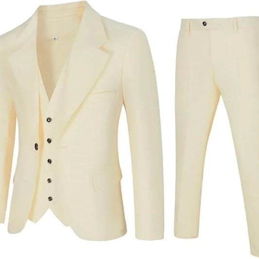 Men's suit - 3-piece tailored men's tuxedo suitable for parties weddings balls and business  2-piece solid-color suit jacket Velora