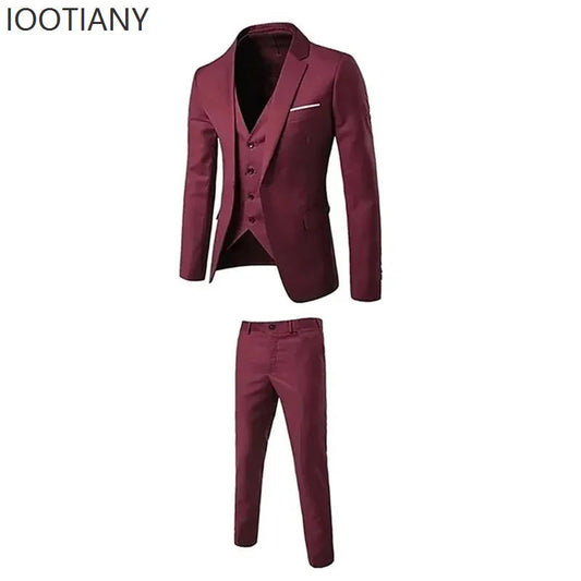 Slim Fit Business Casual Suit Vest Pants Three-piece Adult Men's Clothing Suit Formal Wedding Party Groom Role Playing Costume Velora