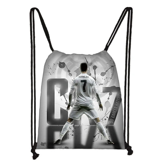 Child Printed Drawstring for Football Star R-RonaldoS CR7 Shopping Bag Men Women Football Sports Gym Storage Yoga Backpack Velora