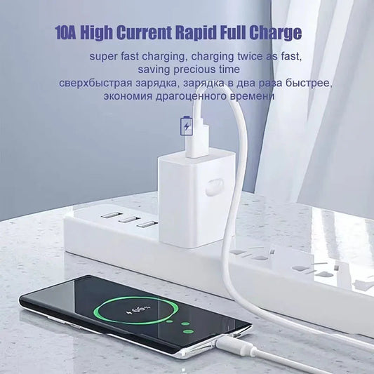NNBILI 1-3PCS 10A 100W Type C Super Fast Charging Cable Data Cord For Huawei OPPO vivo iQoo Quick Charing USB C Cables - Velora