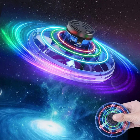 Flying Spinner UFO Mini Drone,Flying Spinner Hand Operated Drones Indoor Outdoor Cool Stuff Mini Drones Toys Birthday Gifts Velora