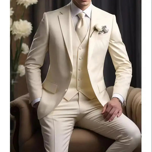 Elegant Wedding Suits for Men 2025 Solid Color Blazer Slim Fit 3 Pcs Jacket Pants Vest Costume Homme Formal Party Male Clothing Velora