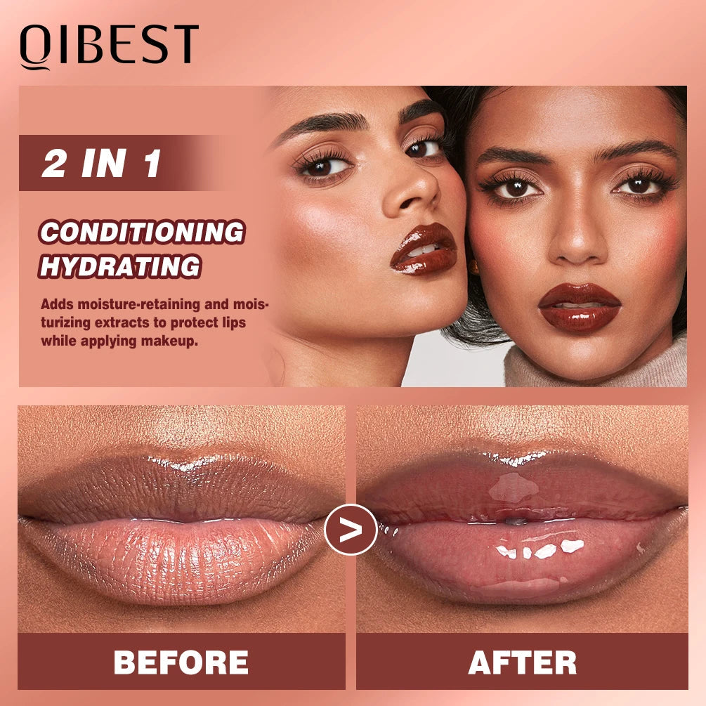 QIBEST Watery Crystal Clear Jelly Lip Oil Lip Balm Moisturizing Smoothing Lip Lines Jelly Pout Lip Gloss Glass Tinted Lip Glaze - Velora